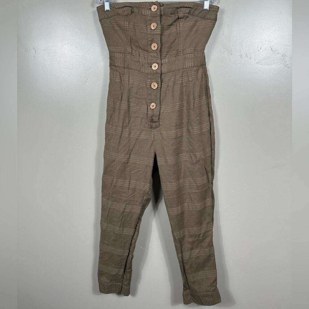 Free People Strapless Jumpsuit Moss Green Size Medium